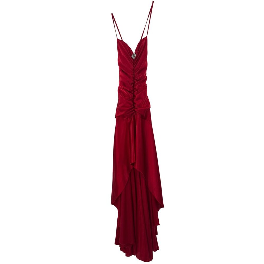 Jessica McClintock Gunne Sax Size 1 Satin Strappy Back Formal Gown High Low